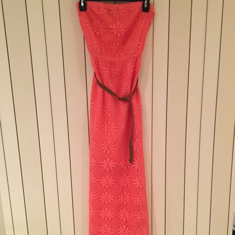 strapless lace full length dress